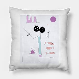 Kids Yell with Joy Stick Figure Pillow