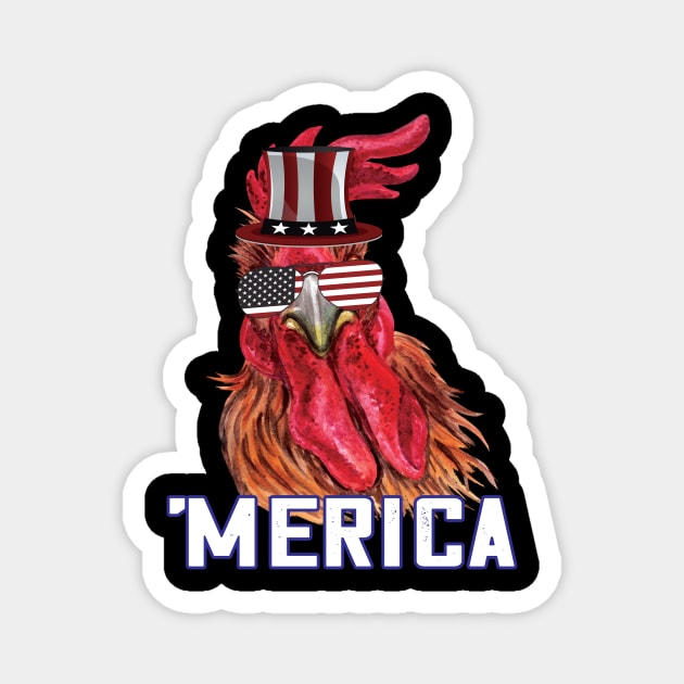 Merica Funny chicken 4th of july celebration gift Magnet by DODG99