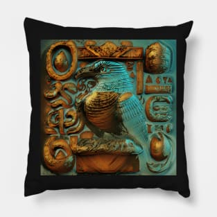 Ancient Egyptian-Inspired Bird and Glyphs Pillow