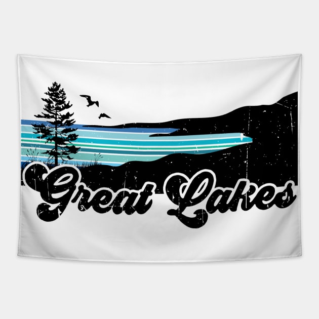 Vintage Great Lakes Coast Tapestry by GreatLakesLocals