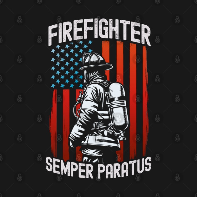 Firefighter American Flag Hero Semper Paratus Patriotic Prid by KontrAwersPL