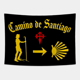 Camino de Santiago de Compostela design for female pilgrims Red Cross Scallop Shell Tapestry