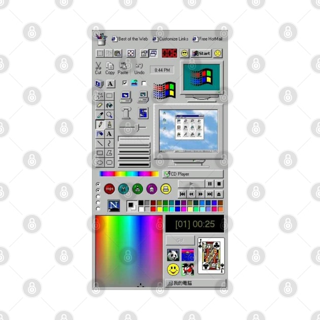 Windows 95 banner of stuff by Lukasking Tees