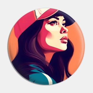 Baseball Woman Player pop style Pin