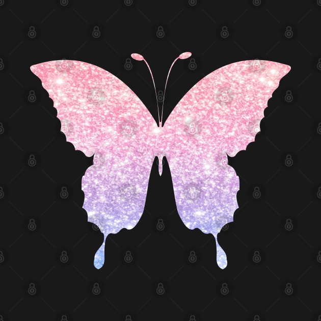 Pastel Pink and Purple Ombre Faux Glitter Butterfly by Felicity-K