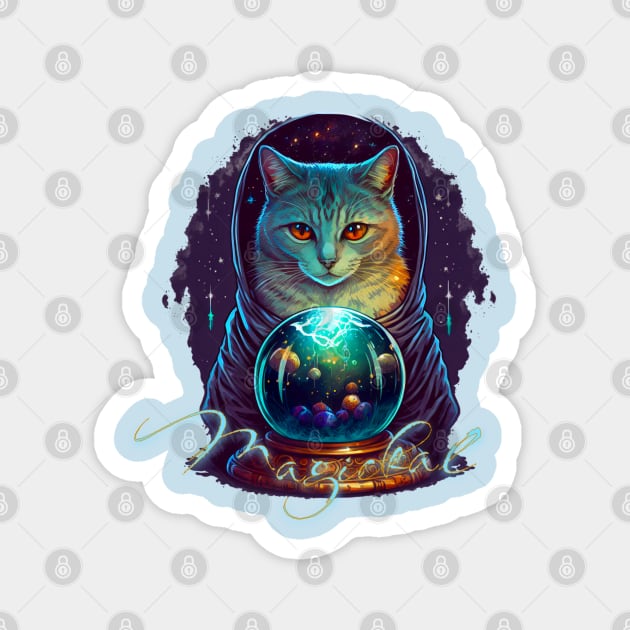 Magickal Space Cat Magnet by The Sherwood Forester