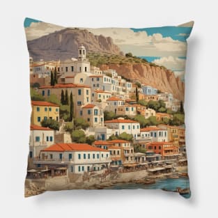 Agios Nikolaos Greece Vintage Tourism Travel Pillow