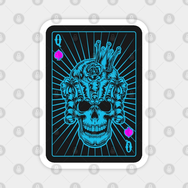 Queen of Spades Blue Skull Magnet by Ravensdesign