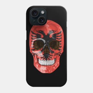 Albania Flag Skull - Gift for Albanian With Roots From Albania Phone Case