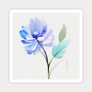 Blue Watercolor Flower Magnet