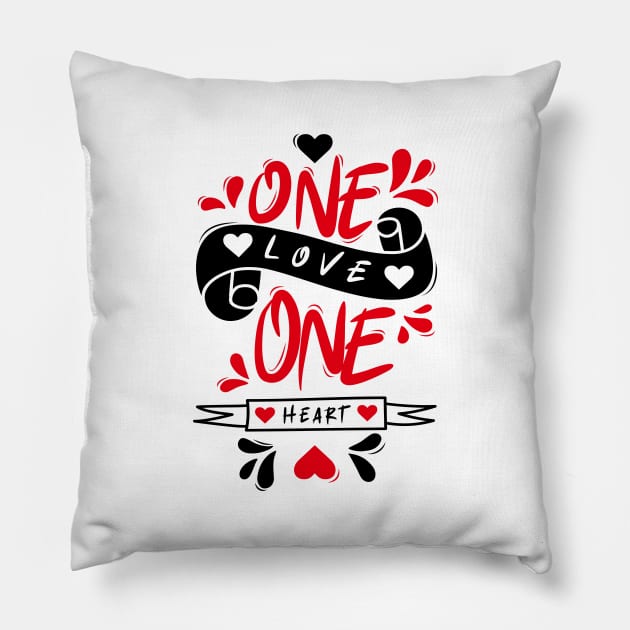 One Love One Heart Pillow by Distrowlinc