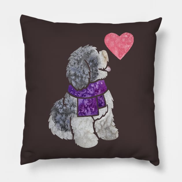 Polish Lowland Sheepdog watercolour Pillow by animalartbyjess