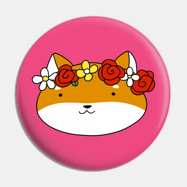 Flower Crown Shiba Face Pin by saradaboru