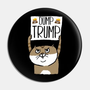 Funny Dump Trump Poop Emoticon Protest Cat Pin