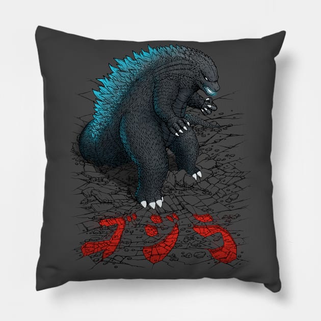 The Great Daikaiju V2 Pillow by pigboom