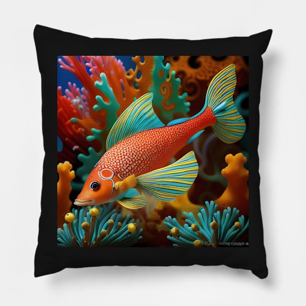 Sea Fantasy - Tropical FIsh #507 Pillow by machare