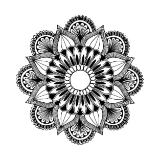 Flower Mandala (black on white) T-Shirt