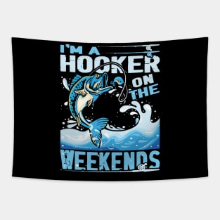 i'm a hocker on the weekends - Fishing Highlights Tapestry