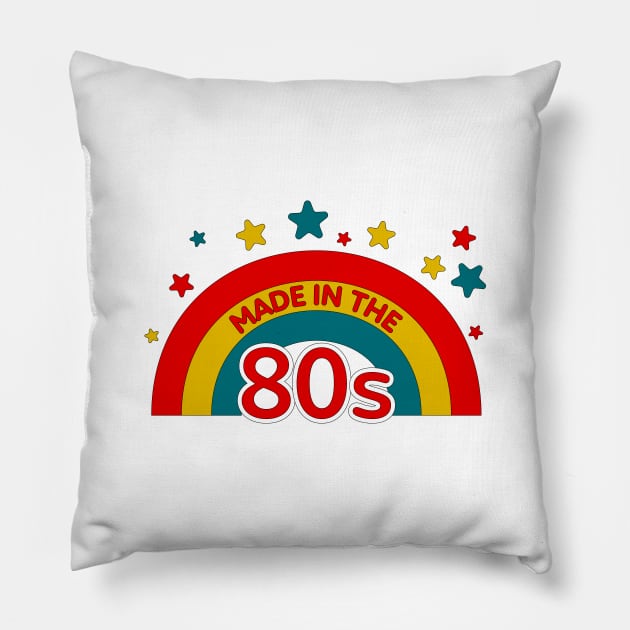 Made in the 80s with Retro Rainbow Colors Pillow by The90sMall