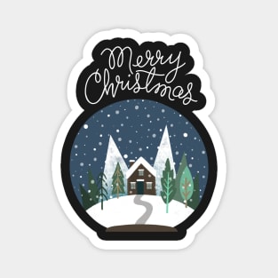 Merry Christmas - Snow Globe Magnet