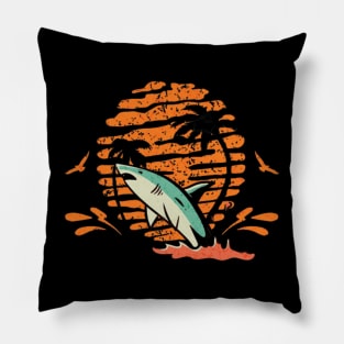 Vintage retro sunset art of zoo Pillow