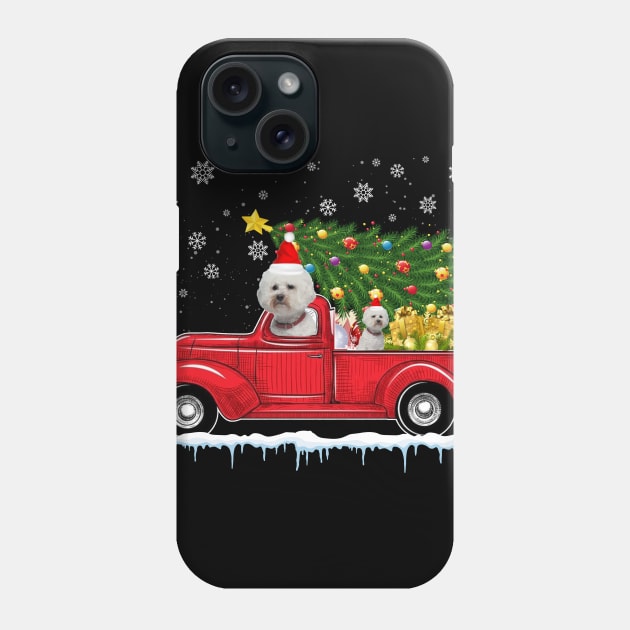Red Truck pick up Bichon Frise Christmas  lover gift T-Shirt Phone Case by CoolTees