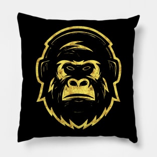 Gorilla with Headphones Abstract Tribal Tattoo Style Pillow