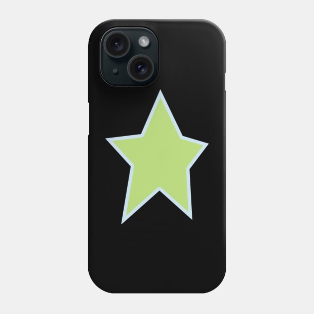 Green Star Light Blue Out Line Graphic Phone Case by ellenhenryart