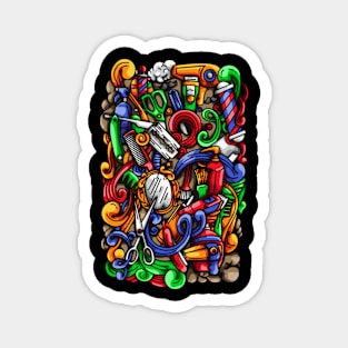 Barber Doodle Illustration Magnet