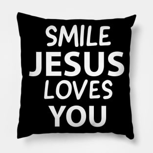 Smile Jesus Loves You Motivational Christians Quote Pillow