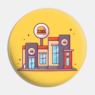 Modern Burger Shop Cartoon Pin