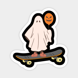 Ghost Skateboard Lazy Halloween Costume Funny Skateboarding Magnet