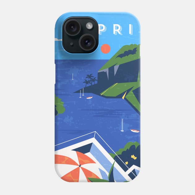 Capri, Italy. Retro travel minimalist poster Phone Case by GreekTavern