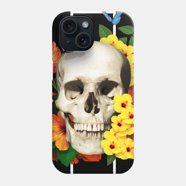 Vibrant Flowery Skull - Flowery Bones Series Phone Case by Juka