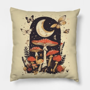 Mushrooms moths moon night Pillow