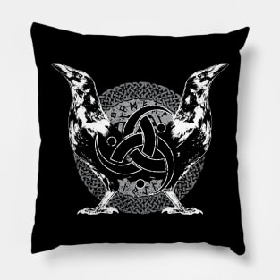 The Twin Ravens of Odin -Huginn and Muninn Pillow