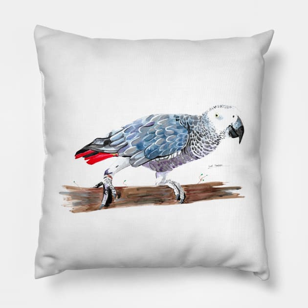 African Grey Parrot 2 Pillow by lucafon18