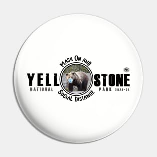 Yellowstone Grizzly Bear Mask On & Social Distance Pin