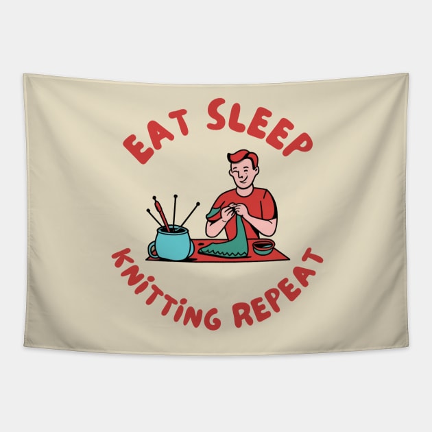 Eat sleep knitting repeat Tapestry by IOANNISSKEVAS