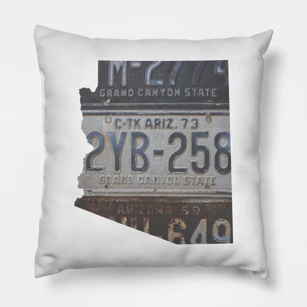 Vintage Arizona License Plates Pillow by juniperandspruce