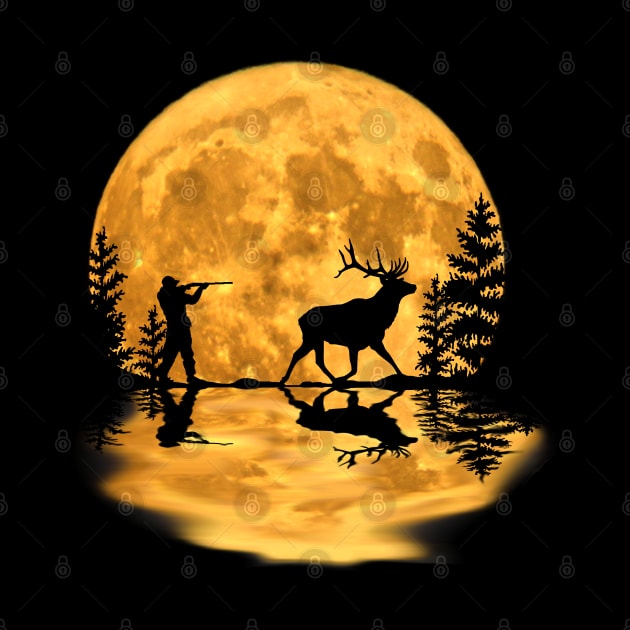 Deer hunter hunting season fast food full moon night sky by BurunduXX-Factory