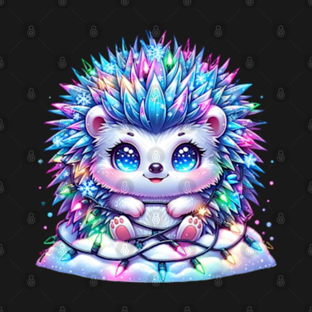 Hedgehog Porcupine Christmas Winter Cute Kawaii Chibi by Lavender Celeste