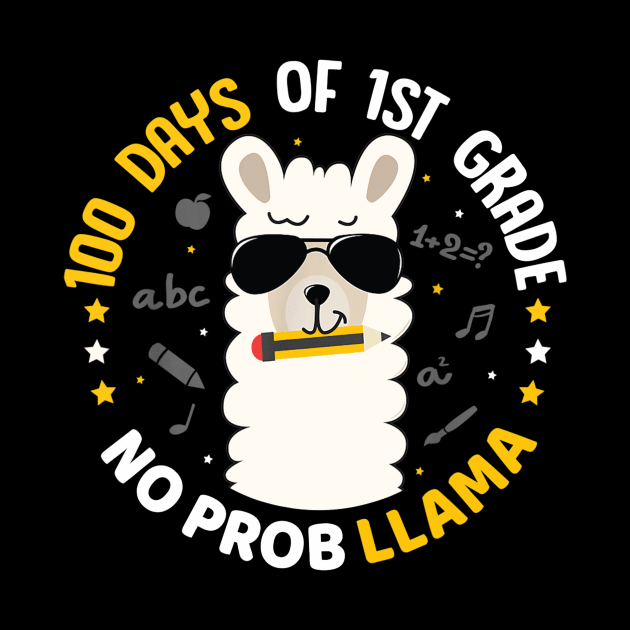 100 Days of School Llama Girls 1st Grade No Prob Costume Boy by Manonee