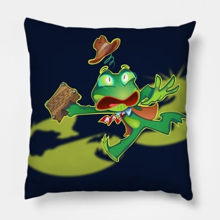 Frogger caught in Headlights Pillow