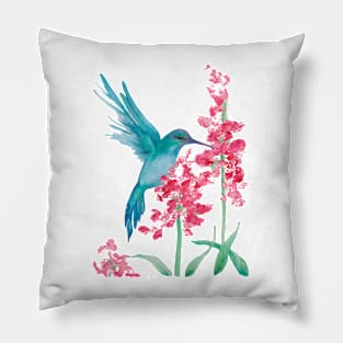 Charming Blue Hummingbird Pillow