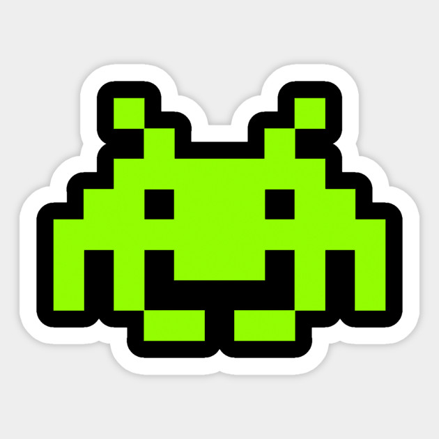 Vintage Game Alien Neon Green Alien Sticker Teepublic