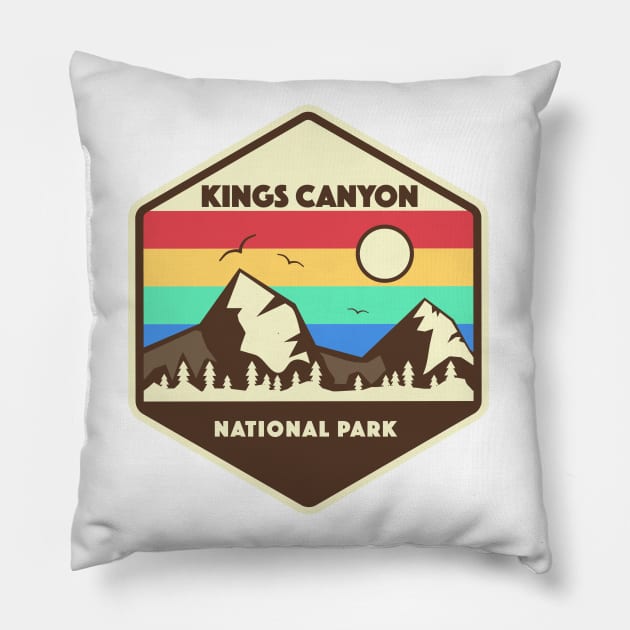 Kings Canyon National Park Retro Pillow by roamfree