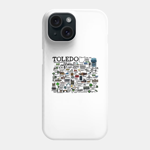 Toledo Ohio Map Phone Case by fiberandgloss