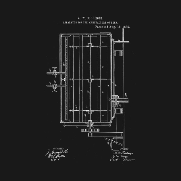 Apparatus for the Manufacture of Beer Vintage Patent Hand Drawing by TheYoungDesigns