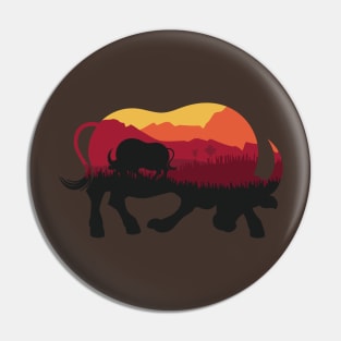 Ox on sunset lawn Pin